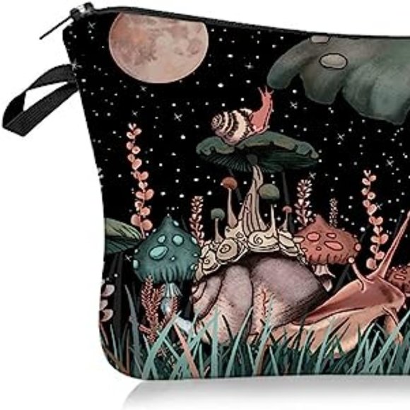 Mushrooms Snails Moon Makeup Bag New - Picture 4 of 8